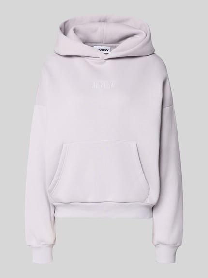 Produktfoto, Relaxed Fit Sweatshirt mit Logo-Print von Review aus Baumwoll-Mix in hellem Fliederton, elastische Abschlüsse, Känguru-Tasche