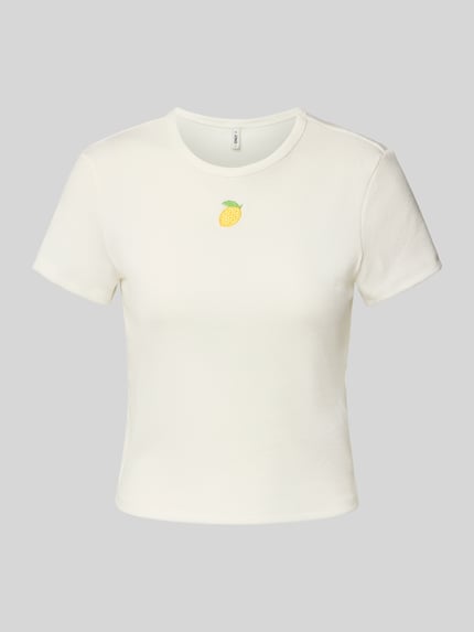 ONLY Regular Fit T-Shirt in Rippoptik Modell 'DANIELLA' Offwhite 2