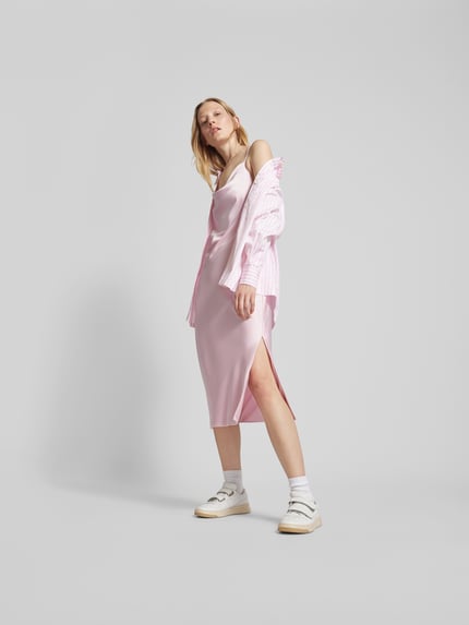 ROTATE Midi-jurk met cascadehals Roze - 1