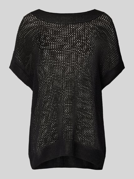 Milano Italy Häkelpullover aus Leinen-Viskose-Mix Black 2
