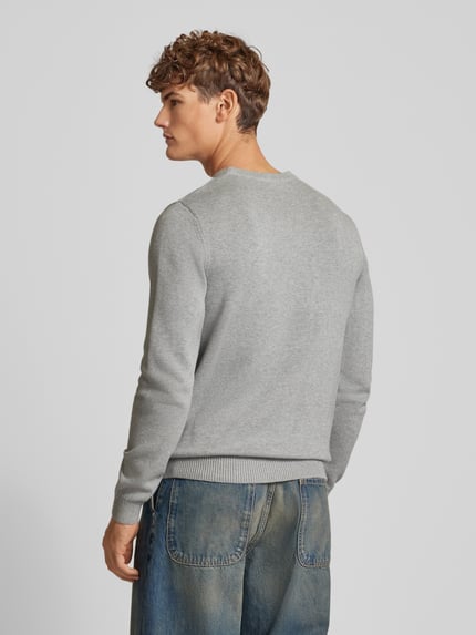 REVIEW Sweter z dzianiny z okrągłym dekoltem Jasnoszary melanż 5
