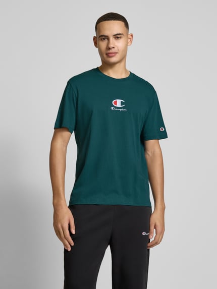 Champion T-Shirt mit Label-Stitching Dunkelgruen 4