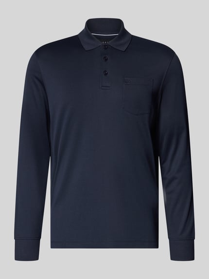 bugatti Regular Fit Poloshirt aus Baumwoll-Mix mit Brusttasche Marine 2