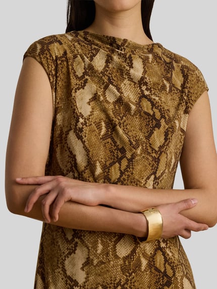 Lauren Ralph Lauren Figurbetontes Kleid mit Gehschlitz Camel 3