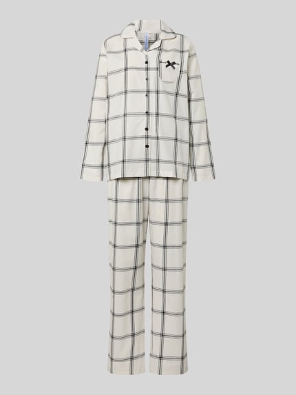 LOUIS & LOUISA Pyjama aus Flanell mit Label-Stitching Modell 'Wohlfühl-Momente' Beige 1