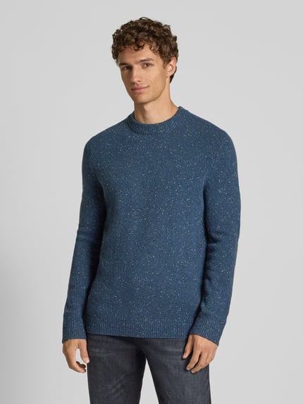 Christian Berg Men Sweter z dzianiny z mieszanki wełny Ciemnoniebieski 4