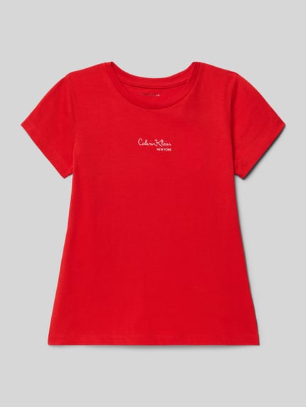 Calvin Klein Jeans T-shirt o kroju regular fit z nadrukiem z logo model ‘Signature’ Czerwony 1