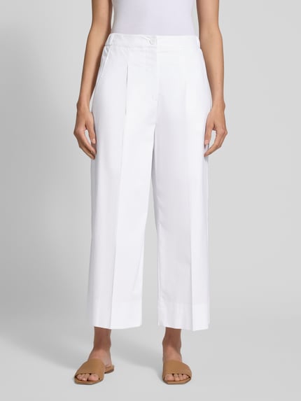 Luisa Cerano Wide Leg Bundfaltenhose mit elastischem Bund Weiss 4