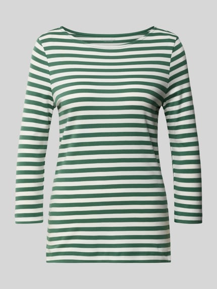 Produktfoto, Longsleeve mit 3/4-Arm von Christian Berg Woman, grün-weiß gestreift, reine Baumwolle, gerader Schnitt, Rundhalsausschnitt