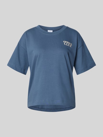 VILA T-shirt met geribde ronde hals, model 'MONIE OFFICE' Rookblauw - 2