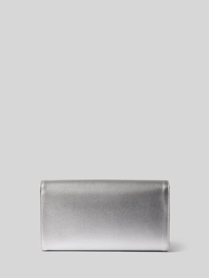 Produktfoto, silberfarbene Clutch / Abendtasche mit Logo-Detail Modell 'DIVINA' von Valentino Bags, glatte Oberfläche, Damen Accessoire
