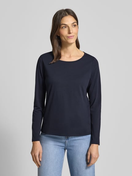 Marc O'Polo Shirt met lange mouwen van katoen met logodetail Marineblauw - 4