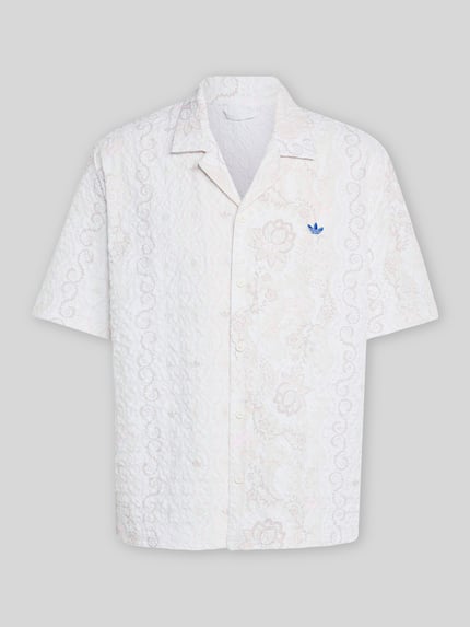 adidas Originals Relaxed Fit Freizeithemd aus Seersucker mit Logo-Applikation Offwhite 2