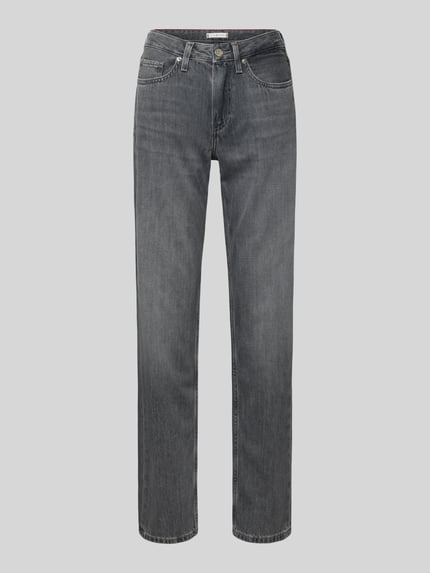 Productfoto, Straight Fit Jeans uit pure katoen van Tommy Hilfiger in effen denim met mid waist, 5-pocket, labeldetails, grijs.