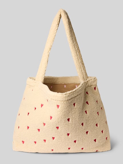 Studio Noos Mom bag met all-over motiefstitching, model 'Teddy' Zand - 2