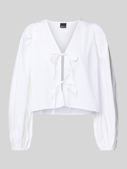 Gina Tricot Korte overhemdblouse met koordsluiting Ecru - 2