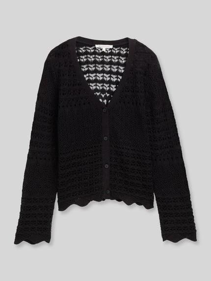 Tom Tailor Denim Relaxed Fit Strickjacke aus Baumwoll-Mix in Strickoptik Black 2