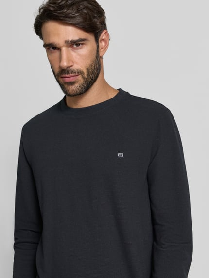 Christian Berg Men Longsleeve mit Strukturmuster und Rundhalsausschnitt Black 3