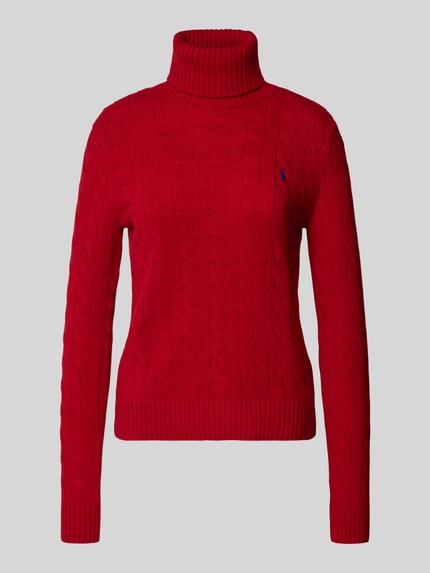 Produktfoto, Regular Fit Rollkragenpullover aus Woll-Kaschmir-Mix von POLO RALPH LAUREN, rood, kabelpatroon, geribbelde boorden, effen, damesmode
