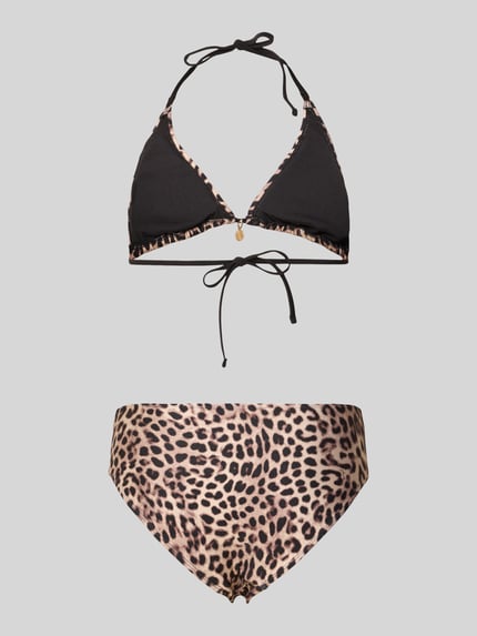 Productfoto, Slim Fit Bikini-Set met motiefhanger model 'Liz' van Shiwi, elastische materiaalmix, allover animalprint, neckholder.