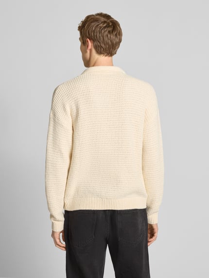 REVIEW Strickpullover mit Label-Stitching Ecru 5