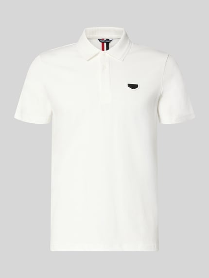 Produktfoto, Slim Fit Polo-Shirt mit Logo-Applikation von Antony Morato aus reiner Baumwolle, weiß, Polo-Kragen, klassische Struktur