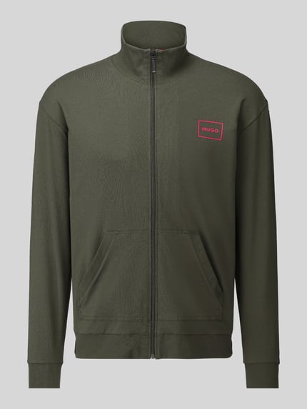 HUGO Regular Fit Sweatjacke aus Baumwoll-Mix Modell 'Laze Zip Jacket' Oliv 2