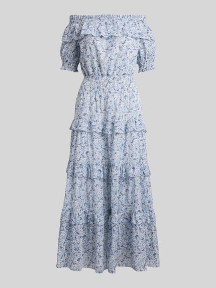 Lauren Ralph Lauren Freizeitkleid aus reiner Baumwolle Hellblau Melange 2
