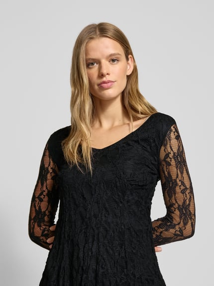 ONLY Kanten mini-jurk met V-hals, model 'ALBA' Zwart - 3