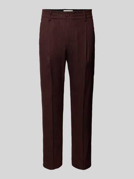 DRYKORN Tapered Fit Bundfaltenhose aus Leinen-Mix Moodell 'CHASY' Dunkelrot 2