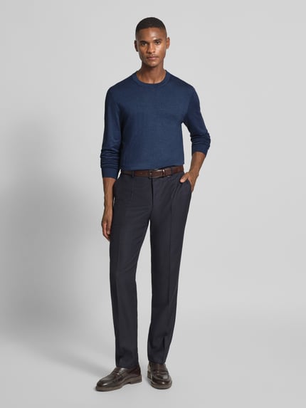 MCNEAL Strickpullover mit gerippten Abschlüssen Marine Melange 1