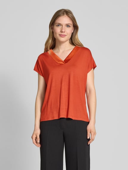 Jake*s Collection T-Shirt mit V-Ausschnitt Rostrot 4