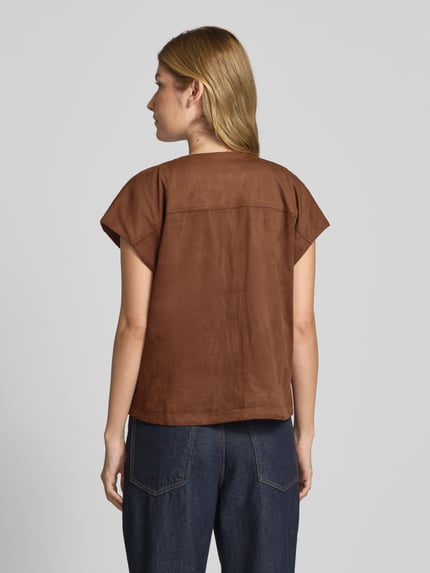 Christian Berg Woman Gilet in leerlook Donkerbruin - 5