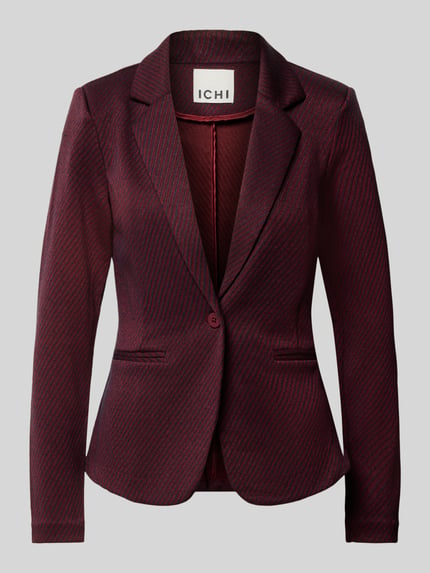 Produktfoto, blazer met viscose van ICHI, model 'Kate', getailleerd, reverskraag, paspelzakken, knoopsluiting, structuurpatroon, bordeauxrood