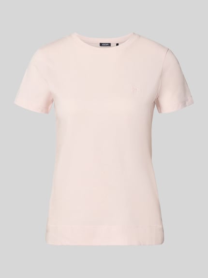 Produktfoto, Damen T-Shirt mit Rundhalsausschnitt Modell 'Tia' von JOOP! in zartem Rosa, Reine Baumwolle, Slim-Fit, Rückenlänge 50 cm bei Größe 36