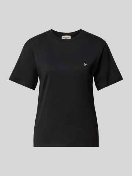 Produktfoto, schwarzes Regular Fit T-Shirt aus reiner Baumwolle Modell 'VENACO' von Max Mara, Damen T-Shirt von Weekend Max Mara, glatte Oberfläche, kurze Ärmel