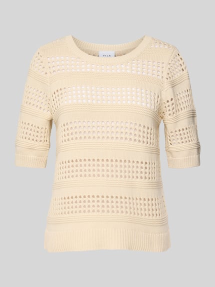 VILA Strickpullover mit 1/2-Arm Modell 'ELINJA' Offwhite 2