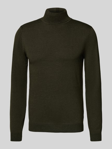 Blend Rollkragenpullover mit Label-Detail Oliv Melange 2
