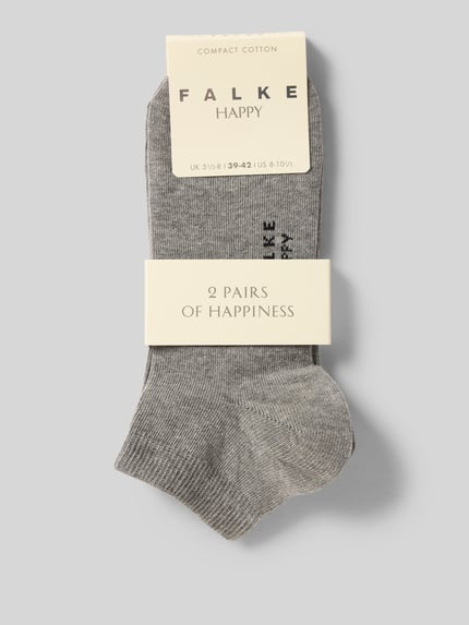 Produktfoto, Sokken met geribde boord in set van 2 van Falke, dames sokken van katoenmix met stretch, nauwsluitend model, grijs met gladde textuur