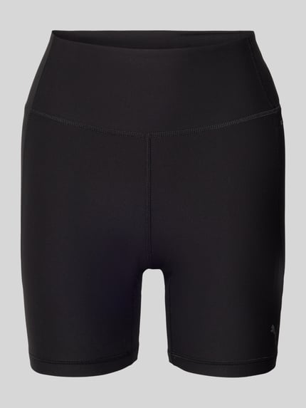 Produktfoto, Shorts mit elastischem Bund von PUMA voor dames, materiaalmix met stretch, nauwsluitend model, labelprint, zwart