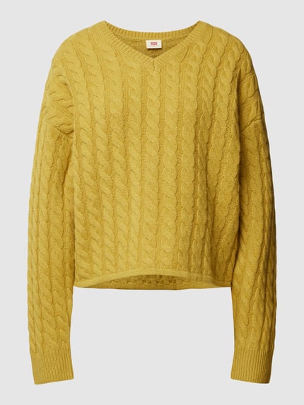 Levi's® Strickpullover mit Zopfmuster Modell 'RAE' Senf 2