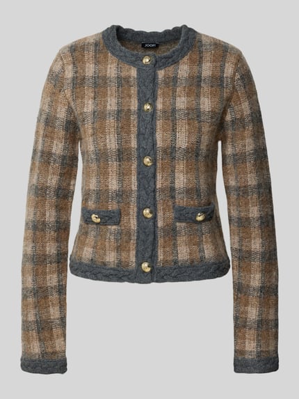 JOOP! Strickjacke aus Alpaka-Mix mit Rundhalsausschnitt Modell 'KEA' Mittelbraun 2
