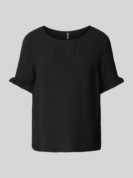PIECES T-shirt z fakturowanym wzorem model ‘ARIANNA’ Czarny 2