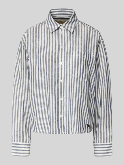Weekend Max Mara boxy fit linnen blouse met all-over motief model 'ALBATRO' Donkerblauw - 2