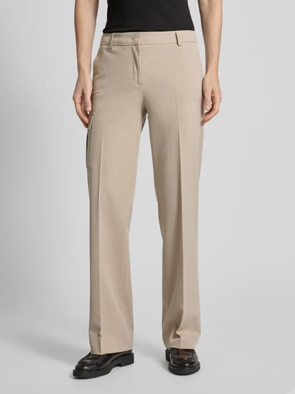 Christian Berg Woman Selection Straight leg stoffen broek met cargozak Taupe - 4