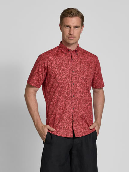LERROS Regular fit vrijetijdsoverhemd met labelstitching Rood - 4