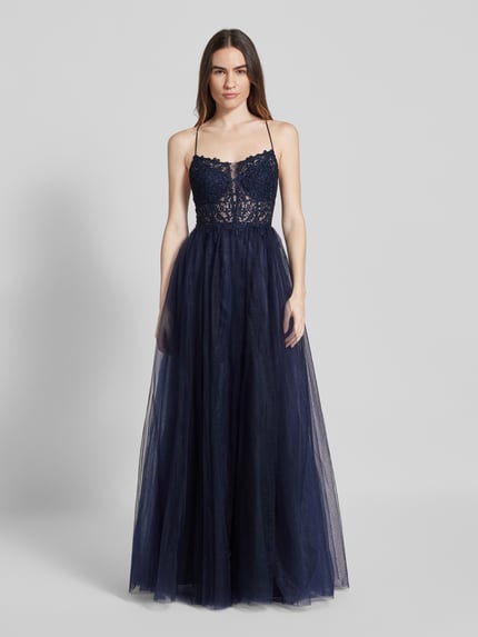 VM by Vera Mont Abendkleid mit Spitzenbesatz Marine 4