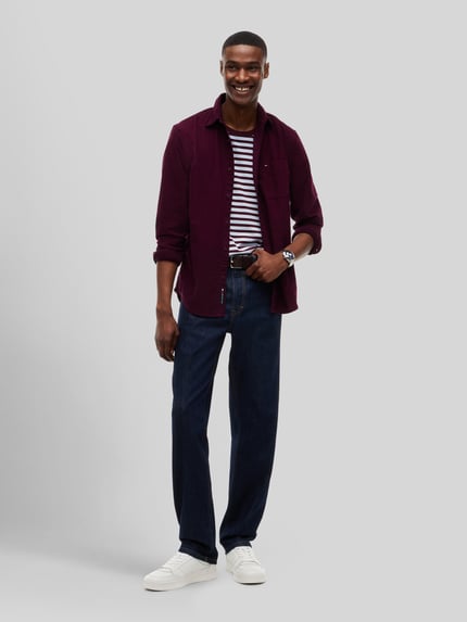 Tommy Jeans Regular Fit Freizeithemd aus reiner Baumwolle  Bordeaux 1