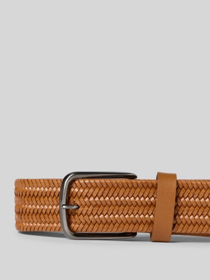Produktfoto, Gürtel in Flecht-Optik mit Dornschließe von Lloyd Men's Belts in klassischem Braun, matte Metall-Dornschließe, Breite 106 cm