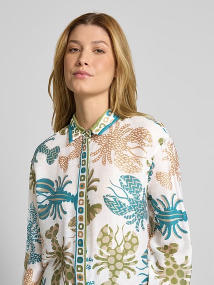HERZENS Regular fit blouse van lyocellmix met linnen aandeel Olijfgroen - 3